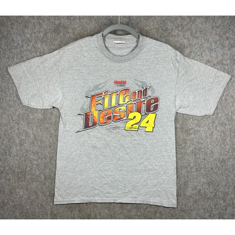 Vintage Y2K 2005 Jeff Gordon #24 NASCAR T-Shirt Mens M Gray Double Sided